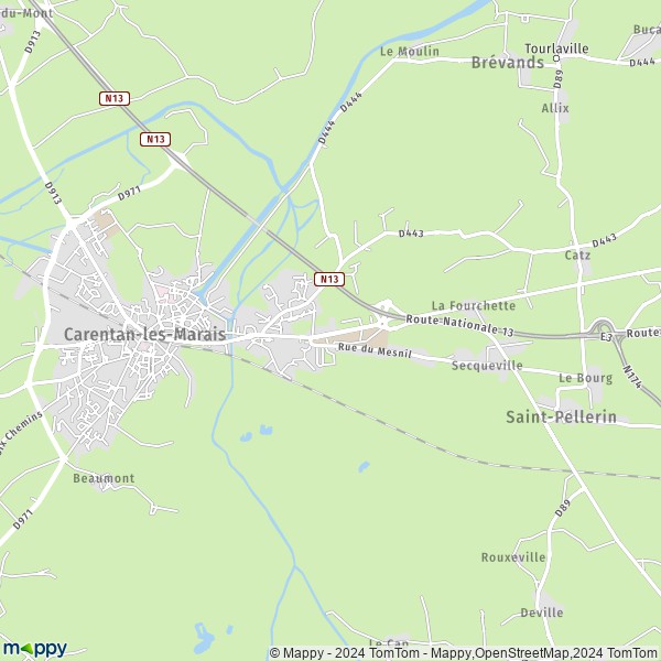 La carte pour la ville de Saint-Hilaire-Petitville, 50500 Carentan-les-Marais