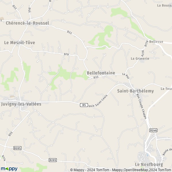 La carte pour la ville de Bellefontaine, 50520 Juvigny-les-Vallées
