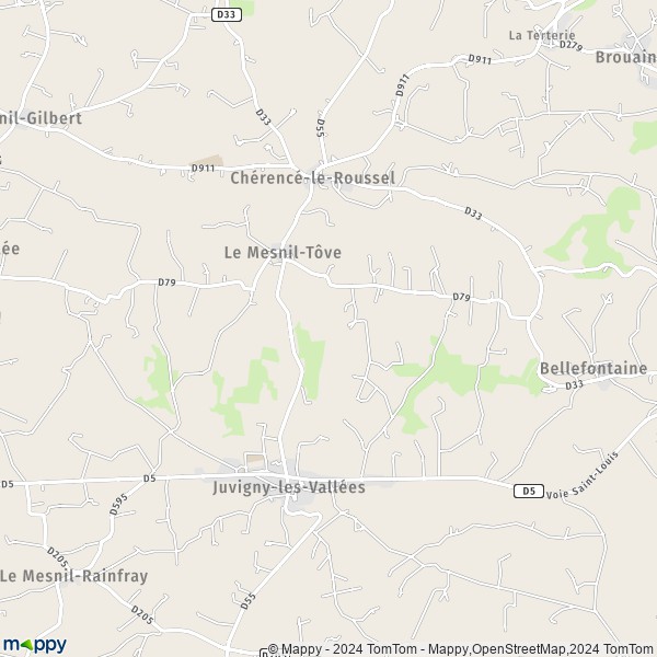 La carte pour la ville de Le Mesnil-Tôve, 50520 Juvigny-les-Vallées