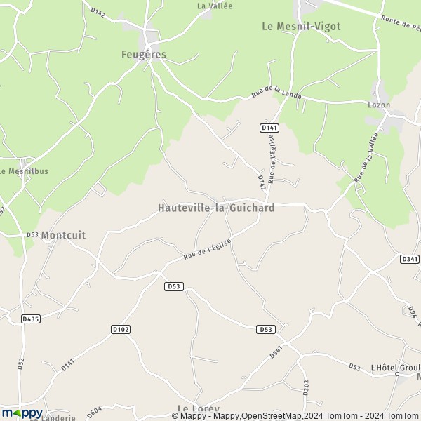 La carte pour la ville de Hauteville-la-Guichard 50570