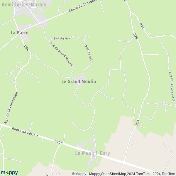 La carte pour la ville de Le Mesnil-Eury 50570