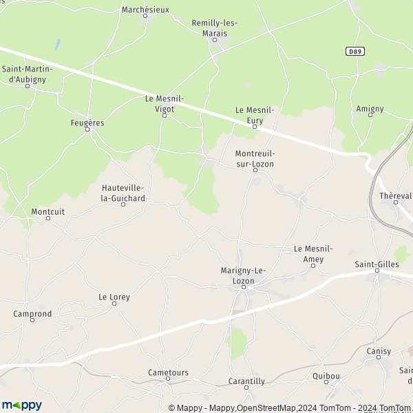 La carte pour la ville de Marigny-le-Lozon 50570