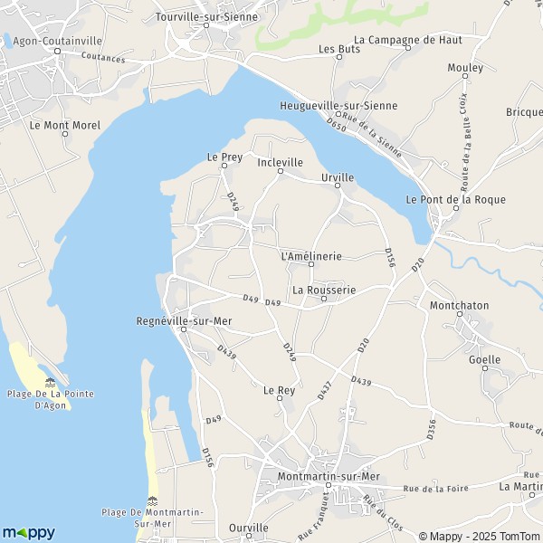 La carte pour la ville de Regnéville-sur-Mer 50590