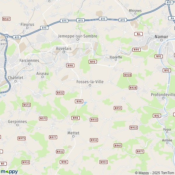 La carte pour la ville de 5060-5150 Fosses-la-Ville
