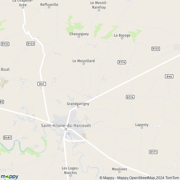 La carte pour la ville de Martigny, 50600 Grandparigny