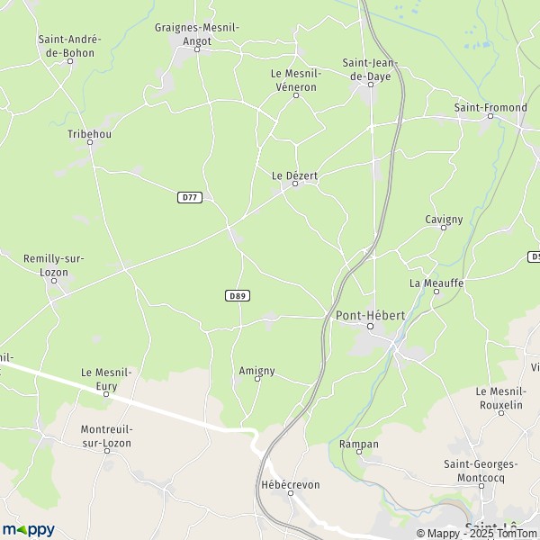 La carte pour la ville de Le Hommet-d'Arthenay, 50620 Pont-Hébert