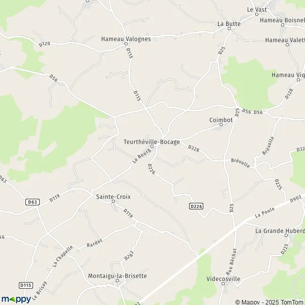 Plan TeurthévilleBocage carte de TeurthévilleBocage (50630) et