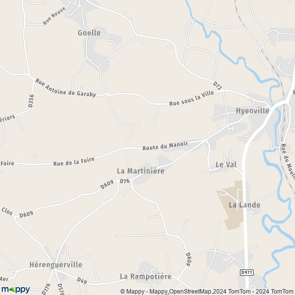 La carte pour la ville de Hyenville, 50660 Quettreville-sur-Sienne