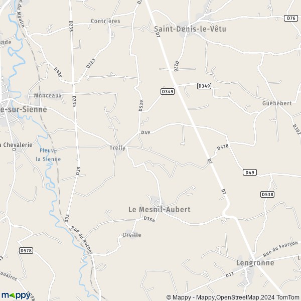 La carte pour la ville de Trelly, 50660 Quettreville-sur-Sienne