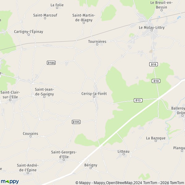 La carte pour la ville de Cerisy-la-Forêt 50680