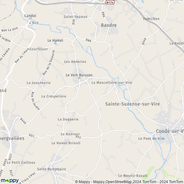 La carte pour la ville de La Mancellière-sur-Vire, 50750 Bourgvallées