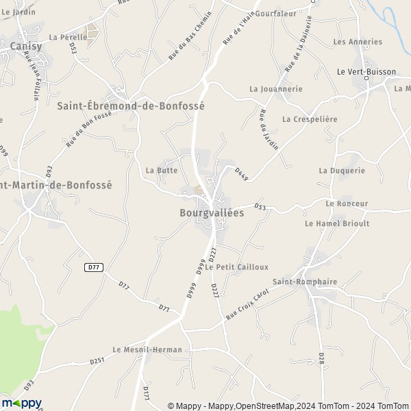 La carte pour la ville de Saint-Samson-de-Bonfossé, 50750 Bourgvallées