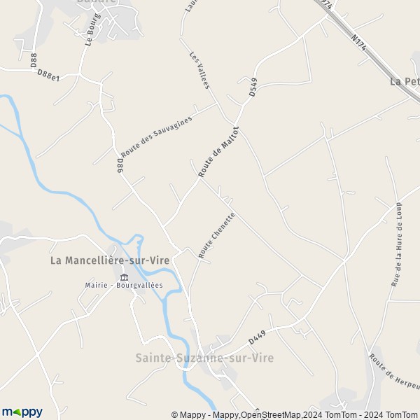 La carte pour la ville de Sainte-Suzanne-sur-Vire 50750