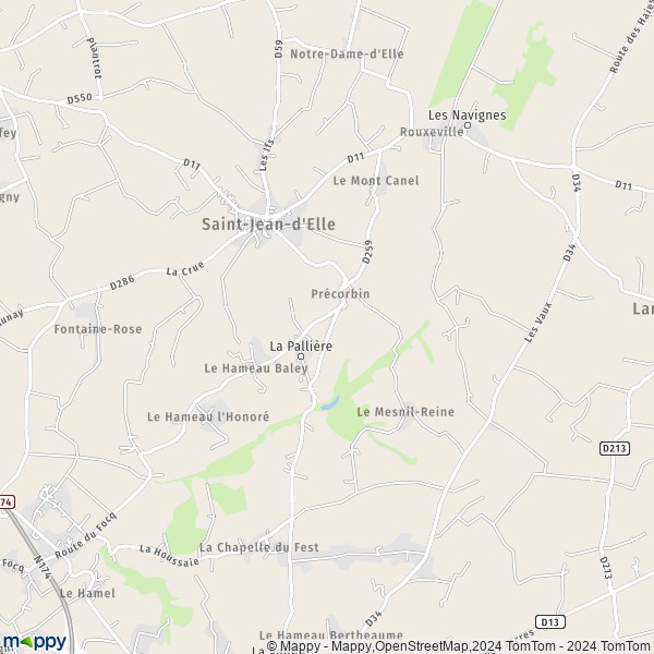 La carte pour la ville de Précorbin, 50810 Saint-Jean-d'Elle