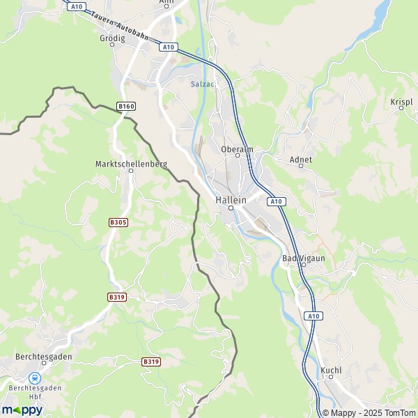 La carte pour la ville de Hallein 5083-5422