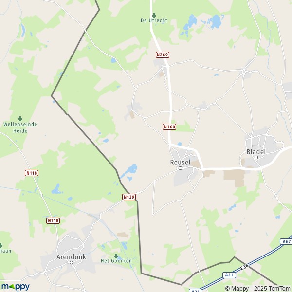 La carte pour la ville de Reusel-De Mierden 5085-5541