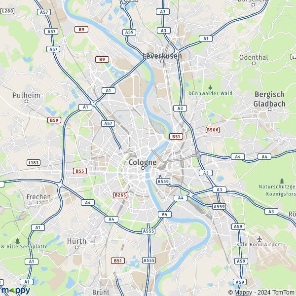 La carte pour la ville de Rodenkirchen, Cologne