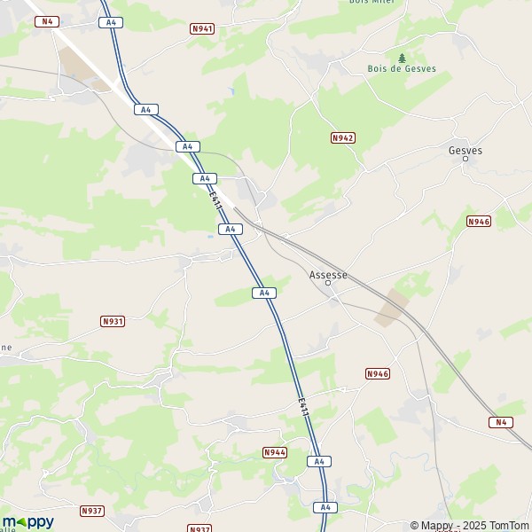 La carte pour la ville de 5100-5590 Assesse