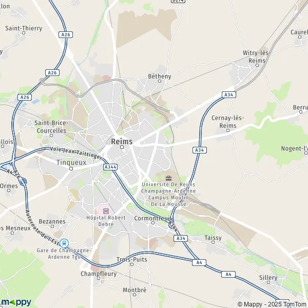 Plan Reims carte de Reims (51100) et infos pratiques