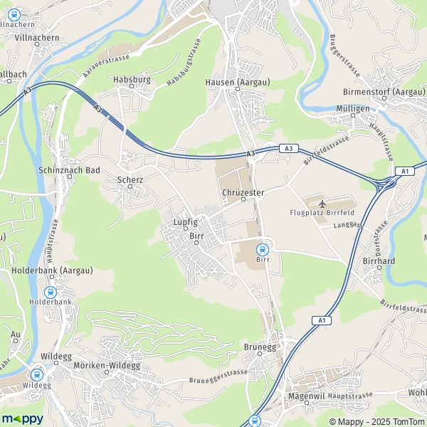 La carte pour la ville de Lupfig 5116-5246