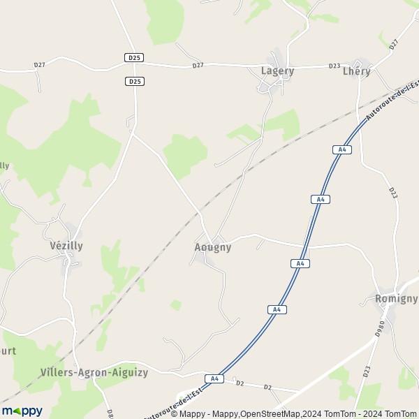 La carte pour la ville de Aougny 51170