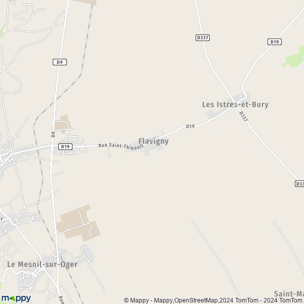 La carte pour la ville de Flavigny 51190