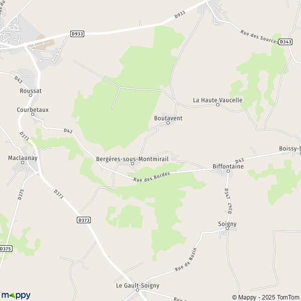 La carte pour la ville de Bergères-sous-Montmirail 51210