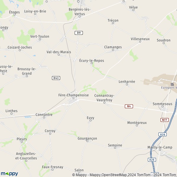 La carte pour la ville de Fère-Champenoise 51230