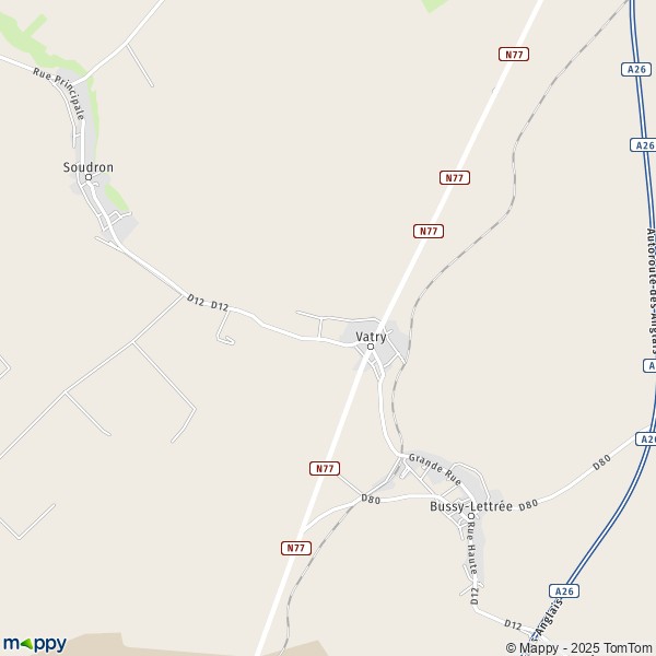 La carte pour la ville de Vatry 51320