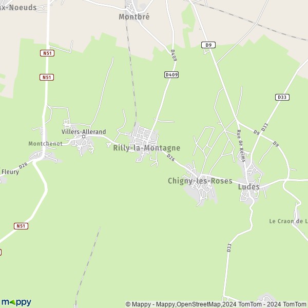La carte pour la ville de Rilly-la-Montagne 51500
