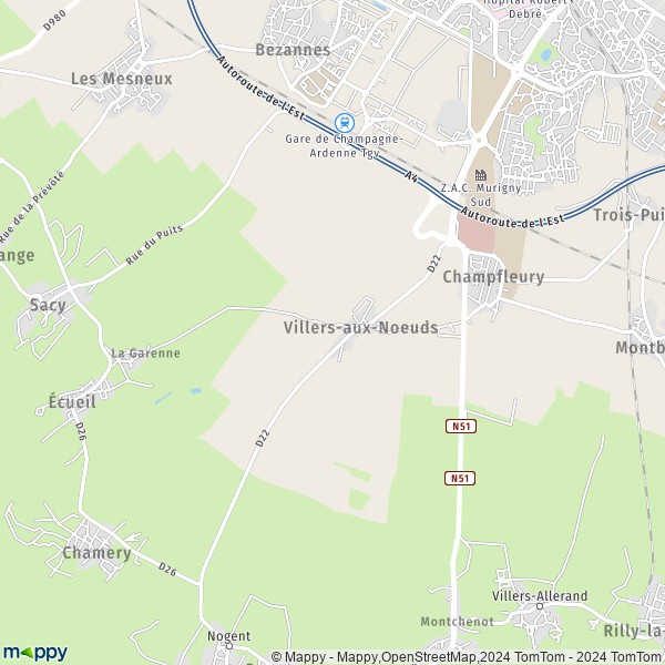 La carte pour la ville de Villers-aux-Noeuds 51500