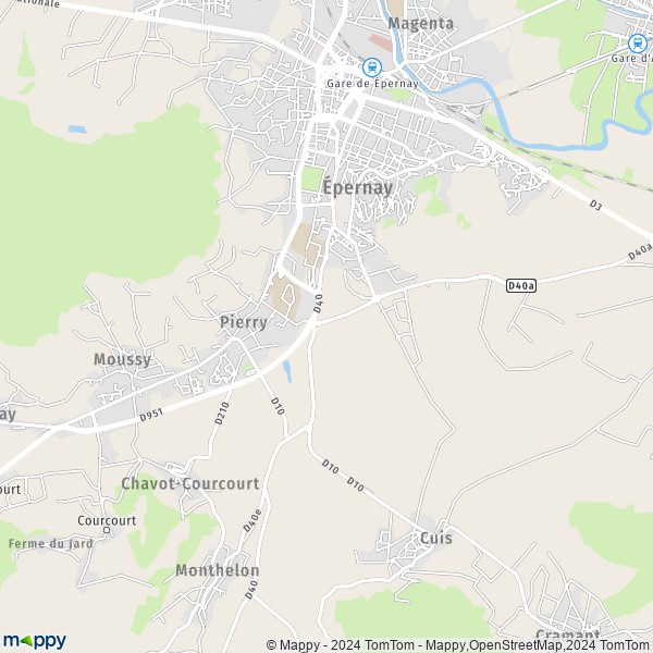 La carte pour la ville de Pierry 51530