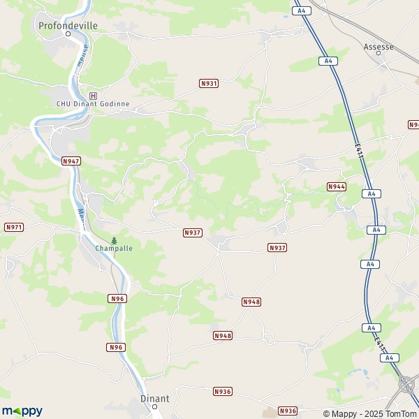 La carte pour la ville de 5170-5530 Yvoir