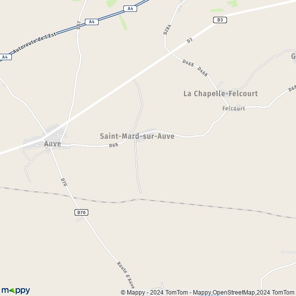 La carte pour la ville de Saint-Mard-sur-Auve 51800