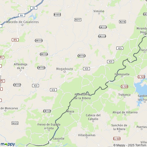 La carte pour la ville de 5200-5350 Mogadouro