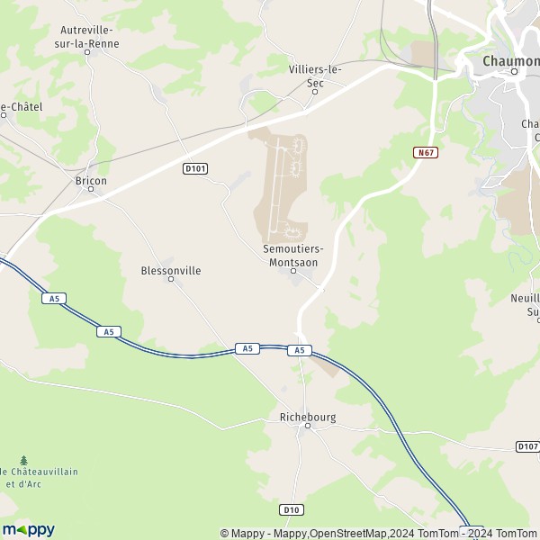 La carte pour la ville de Semoutiers-Montsaon 52000