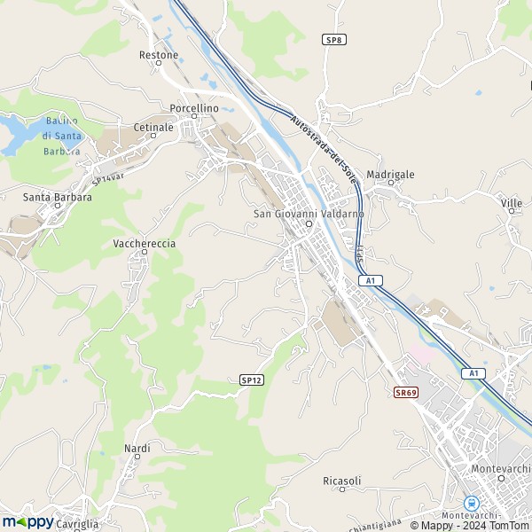 La carte pour la ville de San Giovanni Valdarno 52027