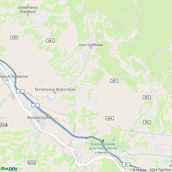 La carte pour la ville de Terranuova Bracciolini 52028