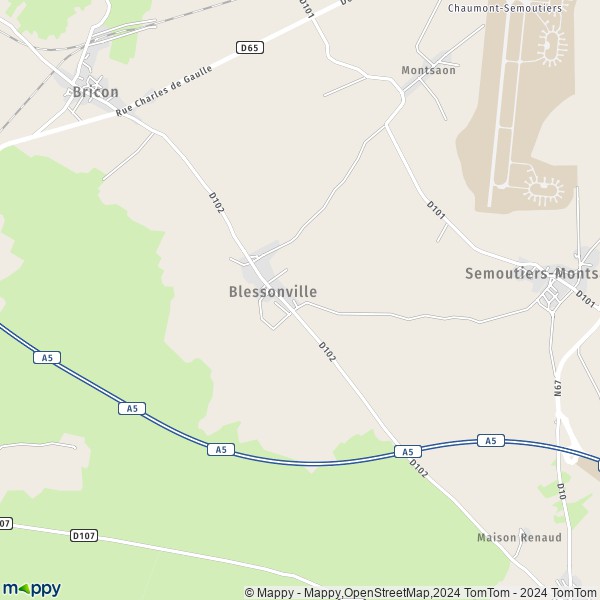 La carte pour la ville de Blessonville 52120