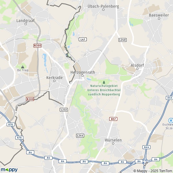 La carte pour la ville de 52134 Herzogenrath