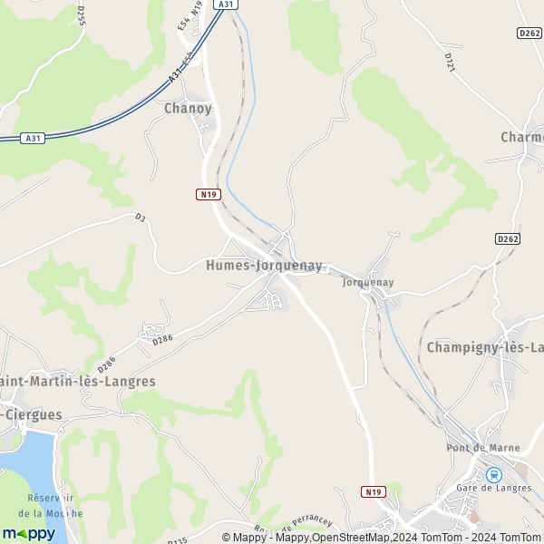La carte pour la ville de Humes-Jorquenay 52200
