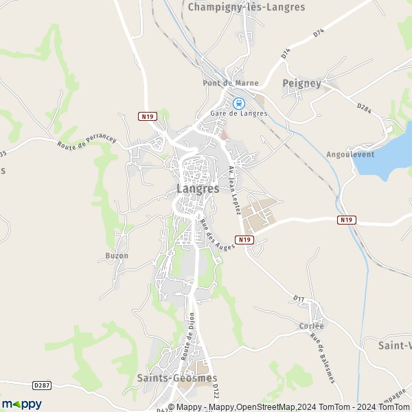 La carte pour la ville de Langres 52200