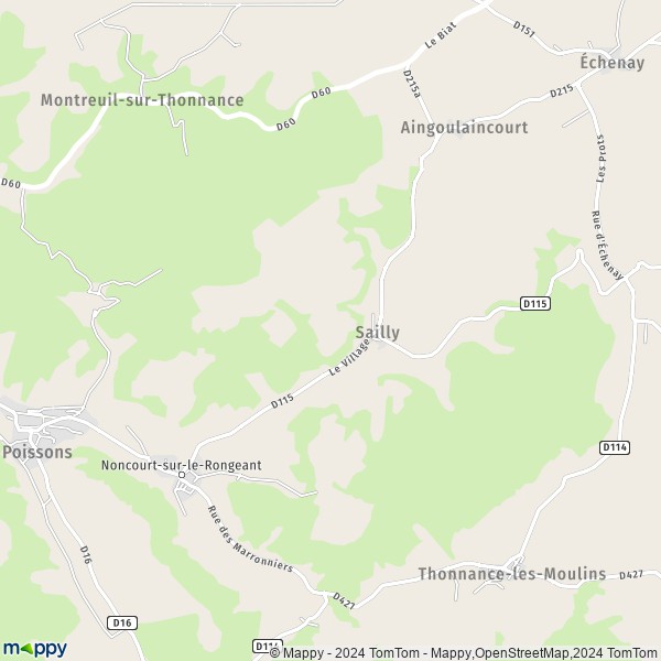 La carte pour la ville de Sailly 52230