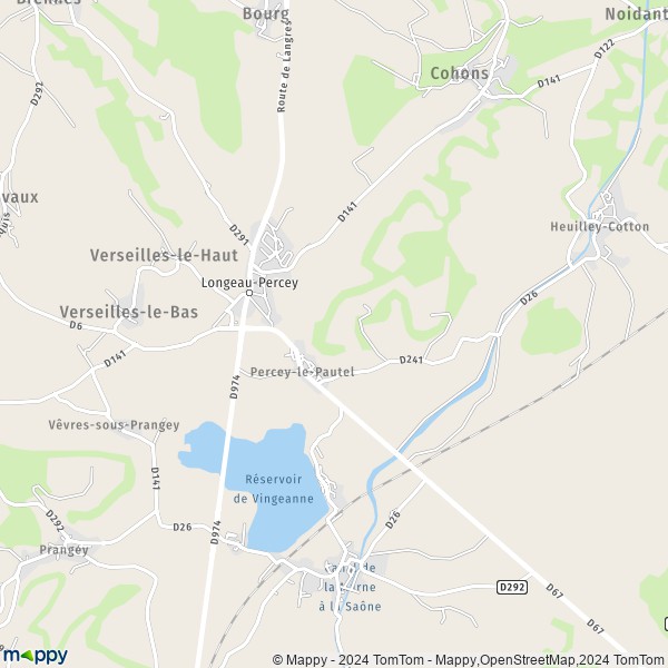 La carte pour la ville de Longeau-Percey 52250