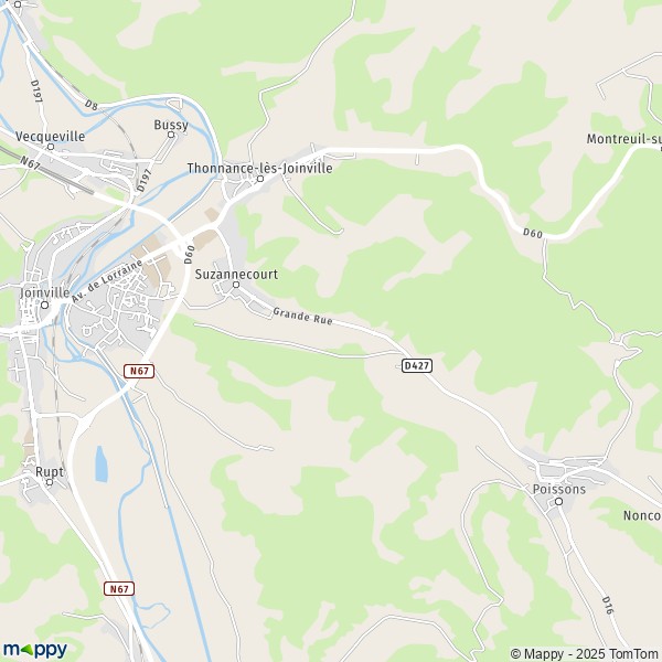 La carte pour la ville de Suzannecourt 52300