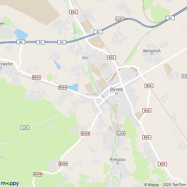 La carte pour la ville de 52349-52459 Düren