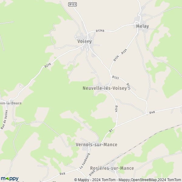 La carte pour la ville de Neuvelle-lès-Voisey 52400