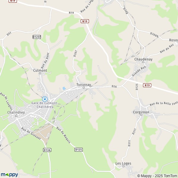 La carte pour la ville de Torcenay 52600