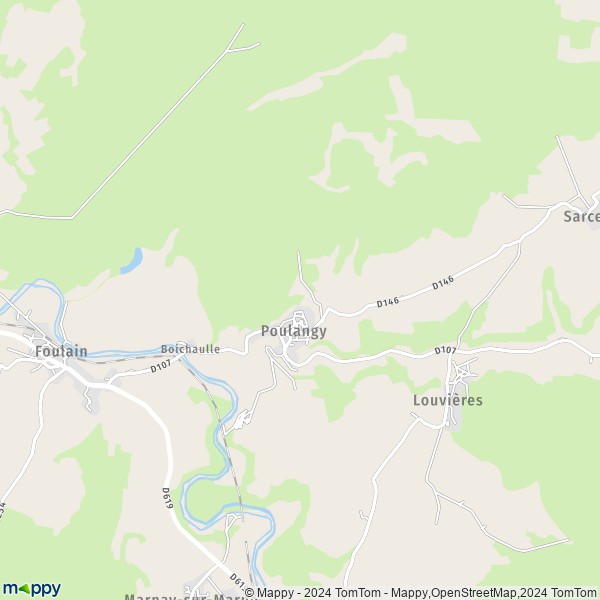 La carte pour la ville de Poulangy 52800
