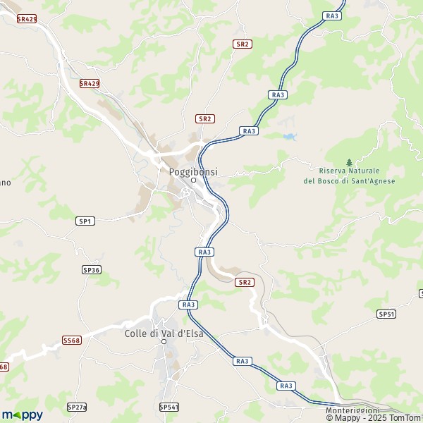 La carte pour la ville de Poggibonsi 53036